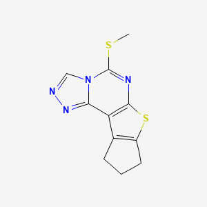 molecular formula C11H10N4S2 B5522077 5-(methylthio)-9,10-dihydro-8H-cyclopenta[4,5]thieno[3,2-e][1,2,4]triazolo[4,3-c]pyrimidine 