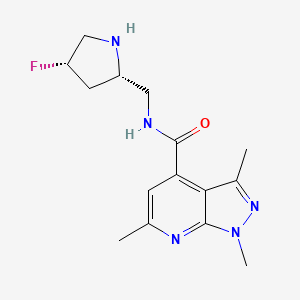 molecular formula C15H20FN5O B5522090 N-{[(2S,4S)-4-fluoro-2-pyrrolidinyl]methyl}-1,3,6-trimethyl-1H-pyrazolo[3,4-b]pyridine-4-carboxamide hydrochloride 