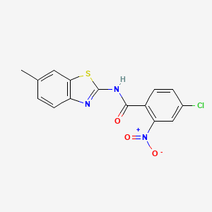 molecular formula C15H10ClN3O3S B5522104 4-chloro-N-(6-methyl-1,3-benzothiazol-2-yl)-2-nitrobenzamide 