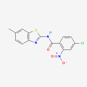 molecular formula C15H10ClN3O3S B5522104 4-氯-N-(6-甲基-1,3-苯并噻唑-2-基)-2-硝基苯甲酰胺 