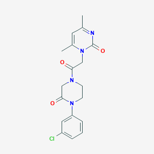 molecular formula C18H19ClN4O3 B5522128 1-{2-[4-(3-chlorophenyl)-3-oxo-1-piperazinyl]-2-oxoethyl}-4,6-dimethyl-2(1H)-pyrimidinone 