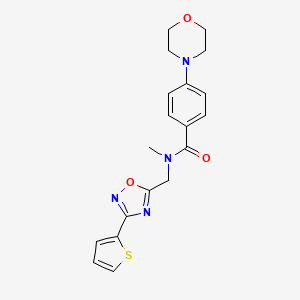 molecular formula C19H20N4O3S B5522158 N-甲基-4-(4-吗啉基)-N-{[3-(2-噻吩基)-1,2,4-恶二唑-5-基]甲基}苯甲酰胺 