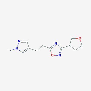 molecular formula C12H16N4O2 B5522171 5-[2-(1-甲基-1H-吡唑-4-基)乙基]-3-(四氢呋喃-3-基)-1,2,4-恶二唑 