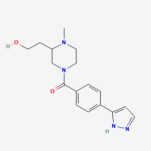 molecular formula C17H22N4O2 B5522182 2-{1-methyl-4-[4-(1H-pyrazol-3-yl)benzoyl]-2-piperazinyl}ethanol 