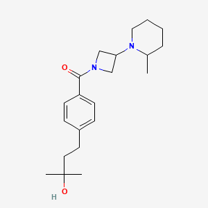 molecular formula C21H32N2O2 B5522200 2-methyl-4-(4-{[3-(2-methyl-1-piperidinyl)-1-azetidinyl]carbonyl}phenyl)-2-butanol 