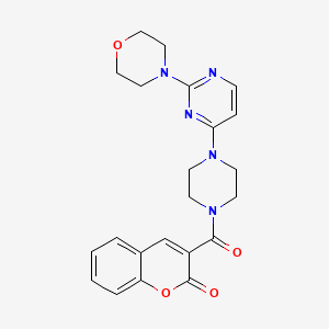 molecular formula C22H23N5O4 B5522202 3-({4-[2-(4-吗啉基)-4-嘧啶基]-1-哌嗪基}羰基)-2H-色满-2-酮 