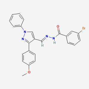 molecular formula C24H19BrN4O2 B5522216 3-溴-N'-{[3-(4-甲氧基苯基)-1-苯基-1H-吡唑-4-基]亚甲基}苯甲酰肼 