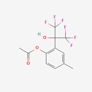 molecular formula C12H10F6O3 B5522223 4-methyl-2-[2,2,2-trifluoro-1-hydroxy-1-(trifluoromethyl)ethyl]phenyl acetate 