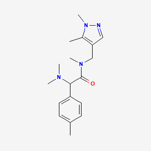 molecular formula C18H26N4O B5522231 2-(dimethylamino)-N-[(1,5-dimethyl-1H-pyrazol-4-yl)methyl]-N-methyl-2-(4-methylphenyl)acetamide 