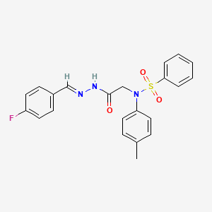 molecular formula C22H20FN3O3S B5522239 N-{2-[2-(4-氟苄叉)-肼基]-2-氧代乙基}-N-(4-甲苯基)苯磺酰胺 