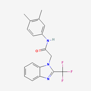 molecular formula C18H16F3N3O B5522255 N-(3,4-dimethylphenyl)-2-[2-(trifluoromethyl)-1H-benzimidazol-1-yl]acetamide 