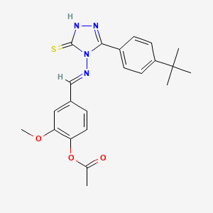 molecular formula C22H24N4O3S B5522266 4-({[3-(4-tert-butylphenyl)-5-mercapto-4H-1,2,4-triazol-4-yl]imino}methyl)-2-methoxyphenyl acetate 