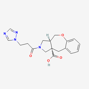 molecular formula C18H20N4O4 B5522272 (3aS*,10aS*)-2-[3-(1H-1,2,4-triazol-1-yl)propanoyl]-2,3,3a,4-tetrahydro-1H-[1]benzoxepino[3,4-c]pyrrole-10a(10H)-carboxylic acid 