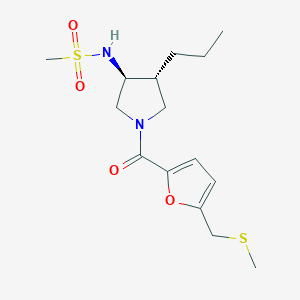 molecular formula C15H24N2O4S2 B5522274 N-((3S*,4R*)-1-{5-[(methylthio)methyl]-2-furoyl}-4-propyl-3-pyrrolidinyl)methanesulfonamide 