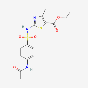 molecular formula C15H17N3O5S2 B5522321 ethyl 2-({[4-(acetylamino)phenyl]sulfonyl}amino)-4-methyl-1,3-thiazole-5-carboxylate 