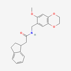 molecular formula C21H23NO4 B5522353 2-(2,3-二氢-1H-茚-1-基)-N-[(7-甲氧基-2,3-二氢-1,4-苯并二氧杂环-6-基)甲基]乙酰胺 