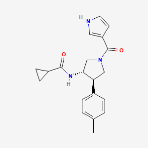 molecular formula C20H23N3O2 B5522359 N-[(3S*,4R*)-4-(4-甲基苯基)-1-(1H-吡咯-3-酰羰基)-3-吡咯烷基]环丙烷甲酰胺 