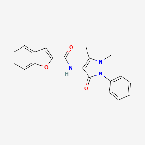 molecular formula C20H17N3O3 B5522405 N-(1,5-dimethyl-3-oxo-2-phenyl-2,3-dihydro-1H-pyrazol-4-yl)-1-benzofuran-2-carboxamide 