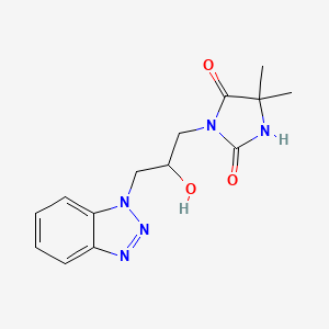 molecular formula C14H17N5O3 B5522428 3-[3-(1H-1,2,3-benzotriazol-1-yl)-2-hydroxypropyl]-5,5-dimethyl-2,4-imidazolidinedione 