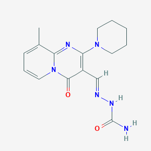 molecular formula C16H20N6O2 B5522431 9-methyl-4-oxo-2-(1-piperidinyl)-4H-pyrido[1,2-a]pyrimidine-3-carbaldehyde semicarbazone 