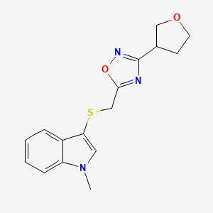 molecular formula C16H17N3O2S B5522491 1-甲基-3-({[3-(四氢呋喃-3-基)-1,2,4-恶二唑-5-基]甲硫基}-1H-吲哚 