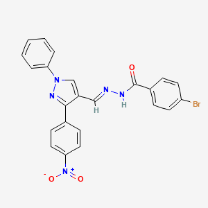 4-bromo-N'-{[3-(4-nitrophenyl)-1-phenyl-1H-pyrazol-4-yl]methylene}benzohydrazide