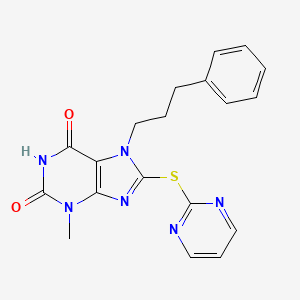3-methyl-7-(3-phenylpropyl)-8-(2-pyrimidinylthio)-3,7-dihydro-1H-purine-2,6-dione