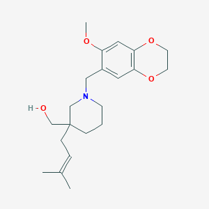 molecular formula C21H31NO4 B5522559 [1-[(7-methoxy-2,3-dihydro-1,4-benzodioxin-6-yl)methyl]-3-(3-methylbut-2-en-1-yl)piperidin-3-yl]methanol 