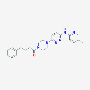 molecular formula C24H28N6O B5522581 N-(5-methyl-2-pyridinyl)-6-[4-(4-phenylbutanoyl)-1-piperazinyl]-3-pyridazinamine 