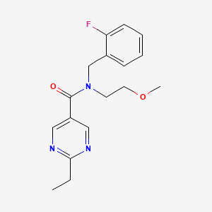 molecular formula C17H20FN3O2 B5522586 2-ethyl-N-(2-fluorobenzyl)-N-(2-methoxyethyl)-5-pyrimidinecarboxamide 