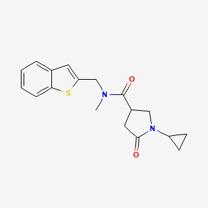 molecular formula C18H20N2O2S B5522644 N-(1-benzothien-2-ylmethyl)-1-cyclopropyl-N-methyl-5-oxo-3-pyrrolidinecarboxamide 