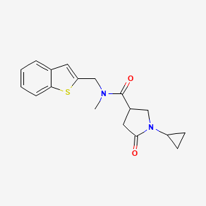 molecular formula C18H20N2O2S B5522644 N-(1-苯并噻吩-2-基甲基)-1-环丙基-N-甲基-5-氧代-3-吡咯烷甲酰胺 