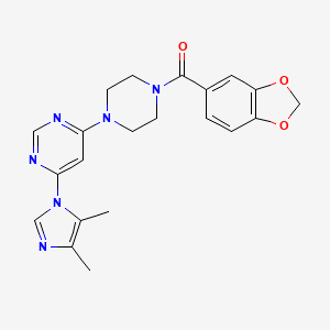 molecular formula C21H22N6O3 B5522661 4-[4-(1,3-benzodioxol-5-ylcarbonyl)-1-piperazinyl]-6-(4,5-dimethyl-1H-imidazol-1-yl)pyrimidine 