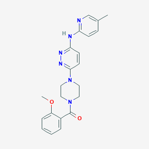 molecular formula C22H24N6O2 B5522697 6-[4-(2-methoxybenzoyl)-1-piperazinyl]-N-(5-methyl-2-pyridinyl)-3-pyridazinamine 