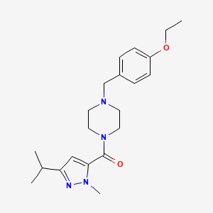 molecular formula C21H30N4O2 B5522700 1-(4-ethoxybenzyl)-4-[(3-isopropyl-1-methyl-1H-pyrazol-5-yl)carbonyl]piperazine 