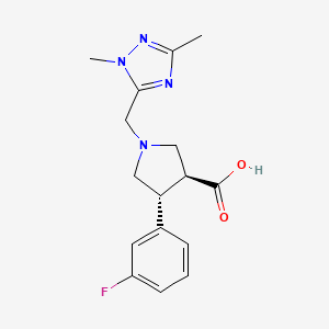 molecular formula C16H19FN4O2 B5522792 (3S*,4R*)-1-[(1,3-二甲基-1H-1,2,4-三唑-5-基)甲基]-4-(3-氟苯基)吡咯烷-3-羧酸 