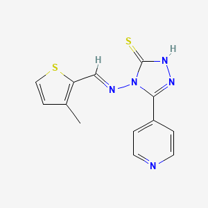 molecular formula C13H11N5S2 B5522807 4-{[(3-甲基-2-噻吩基)亚甲基]氨基}-5-(4-吡啶基)-4H-1,2,4-三唑-3-硫醇 