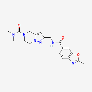 molecular formula C19H22N6O3 B5522814 N,N-dimethyl-2-({[(2-methyl-1,3-benzoxazol-6-yl)carbonyl]amino}methyl)-6,7-dihydropyrazolo[1,5-a]pyrazine-5(4H)-carboxamide 
