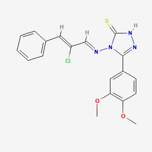 molecular formula C19H17ClN4O2S B5522819 4-[(2-氯-3-苯基-2-丙烯-1-亚胺基)氨基]-5-(3,4-二甲氧基苯基)-4H-1,2,4-三唑-3-硫醇 