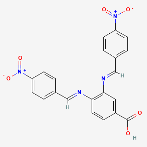 molecular formula C21H14N4O6 B5522841 3,4-双[(4-硝基亚苄基)氨基]苯甲酸 
