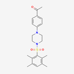 molecular formula C22H28N2O3S B5522860 1-(4-{4-[(2,3,5,6-四甲基苯基)磺酰基]-1-哌嗪基}苯基)乙酮 