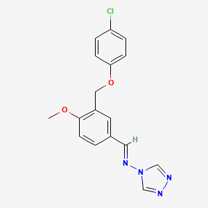 molecular formula C17H15ClN4O2 B5522876 N-{3-[(4-氯苯氧基)甲基]-4-甲氧基苄叉亚甲基}-4H-1,2,4-三唑-4-胺 