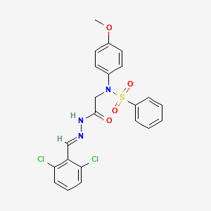 molecular formula C22H19Cl2N3O4S B5522897 N-{2-[2-(2,6-二氯苄叉)肼基]-2-氧代乙基}-N-(4-甲氧基苯基)苯磺酰胺 