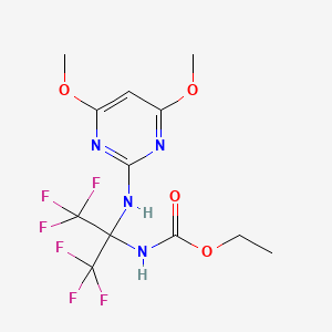 molecular formula C12H14F6N4O4 B5522931 乙基[1-[(4,6-二甲氧基-2-嘧啶基)氨基]-2,2,2-三氟-1-(三氟甲基)乙基]氨基甲酸酯 
