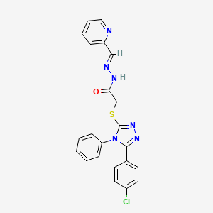 molecular formula C22H17ClN6OS B5522958 2-{[5-(4-chlorophenyl)-4-phenyl-4H-1,2,4-triazol-3-yl]thio}-N'-(2-pyridinylmethylene)acetohydrazide 
