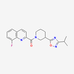 molecular formula C20H21FN4O2 B5522985 8-fluoro-2-{[3-(3-isopropyl-1,2,4-oxadiazol-5-yl)-1-piperidinyl]carbonyl}quinoline 