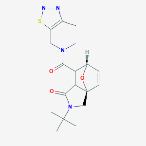molecular formula C18H24N4O3S B5523000 (3aR*,6S*)-2-tert-butyl-N-methyl-N-[(4-methyl-1,2,3-thiadiazol-5-yl)methyl]-1-oxo-1,2,3,6,7,7a-hexahydro-3a,6-epoxyisoindole-7-carboxamide 