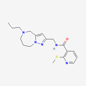 molecular formula C18H25N5OS B5523008 2-(methylthio)-N-[(5-propyl-5,6,7,8-tetrahydro-4H-pyrazolo[1,5-a][1,4]diazepin-2-yl)methyl]nicotinamide 