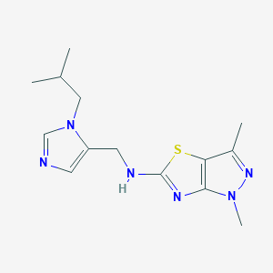 molecular formula C14H20N6S B5523128 N-[(1-isobutyl-1H-imidazol-5-yl)methyl]-1,3-dimethyl-1H-pyrazolo[3,4-d][1,3]thiazol-5-amine 