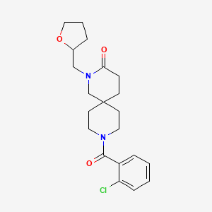 molecular formula C21H27ClN2O3 B5523143 9-(2-chlorobenzoyl)-2-(tetrahydrofuran-2-ylmethyl)-2,9-diazaspiro[5.5]undecan-3-one 